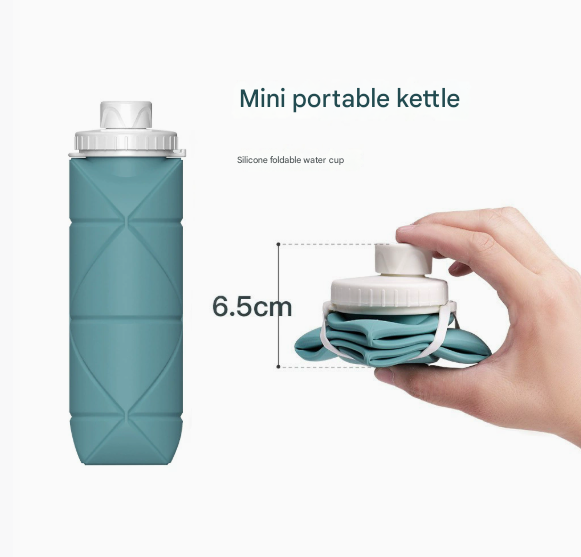Eucalyptus Green Portable Silicone Collapsible Water Bottle - Foldable Sports Cup for Cycling and Outdoor Fitness